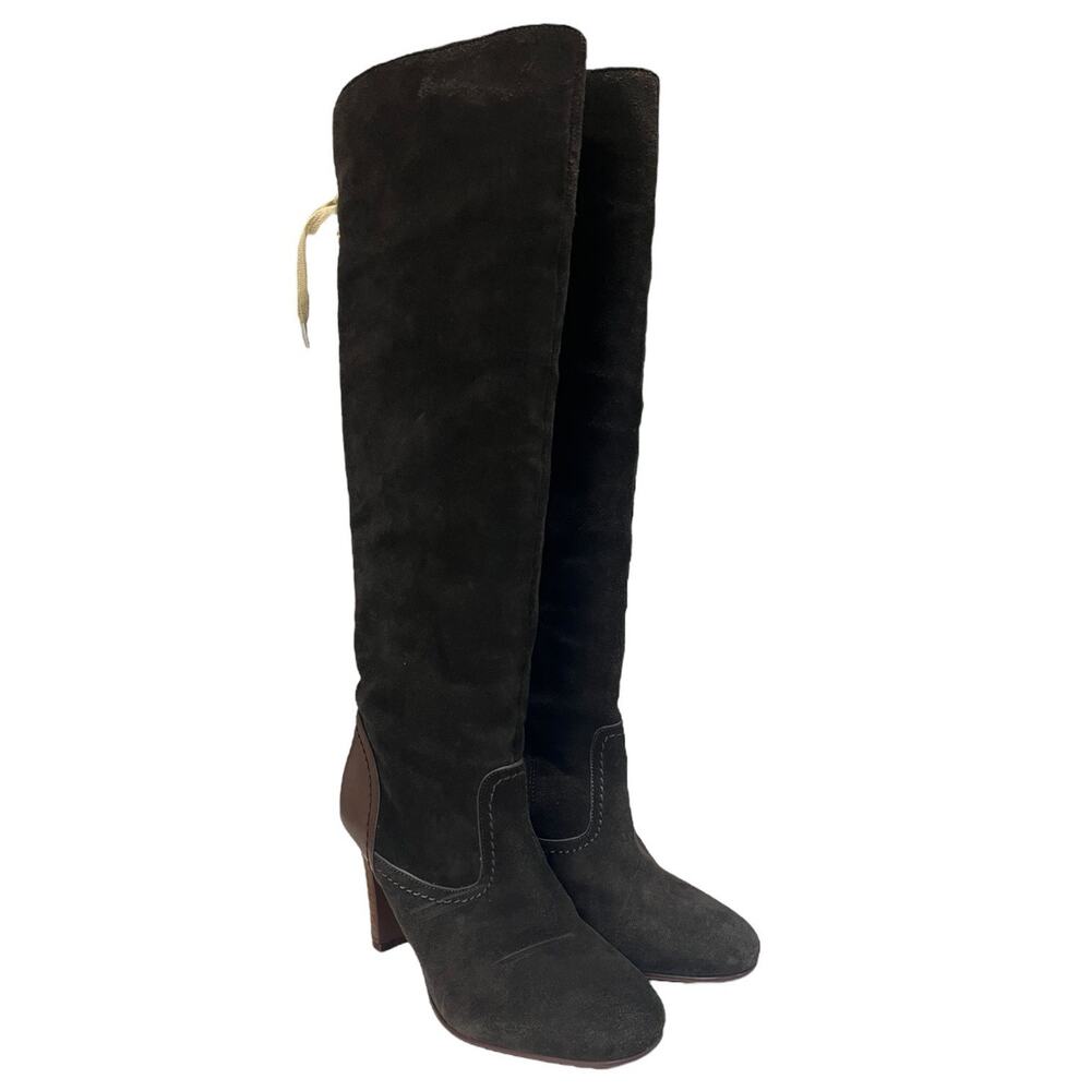 See By Cloe Boots Womens 37 7 Brown Suede Leather Knee High Tall Lara Designer - Picture 2 of 13